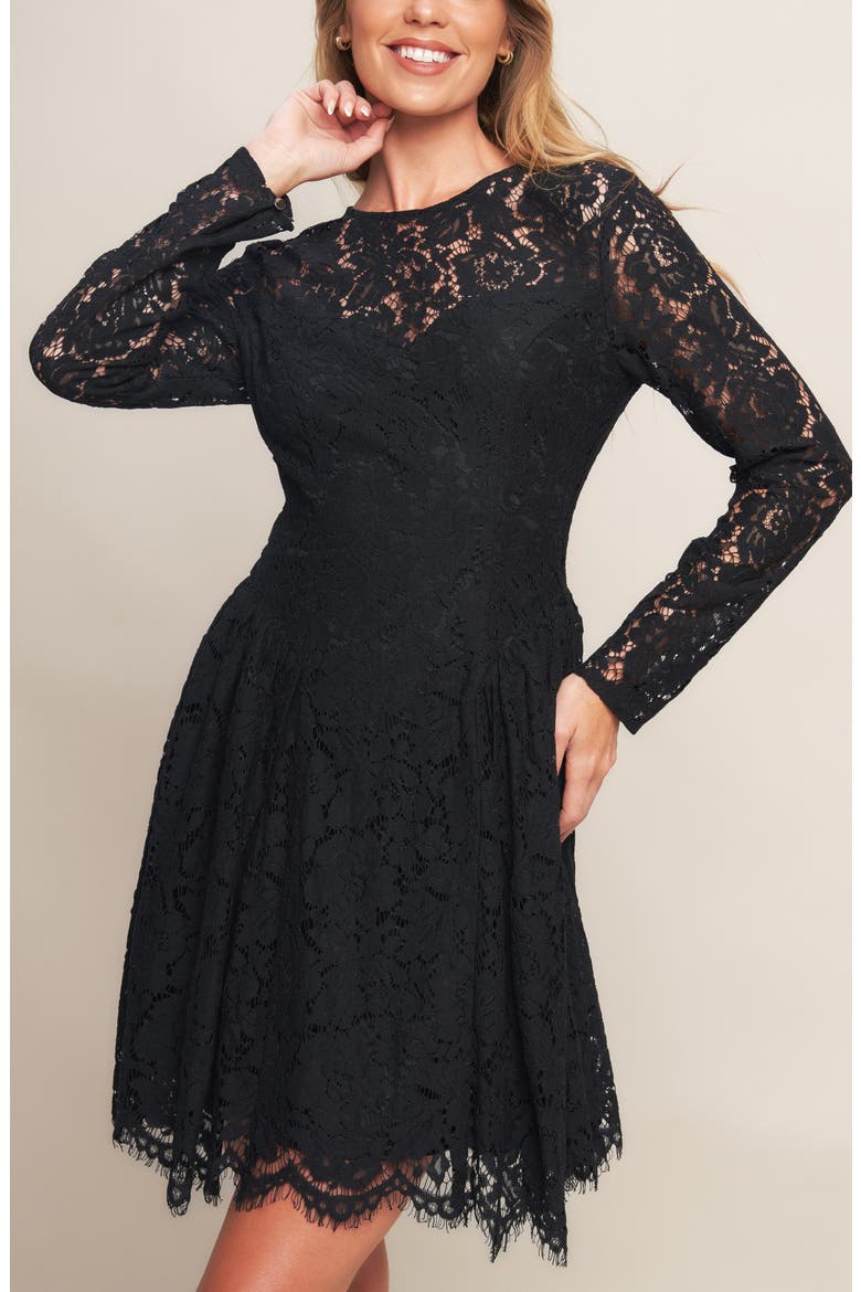 Lace Minidress, Alternate, color, BLACK