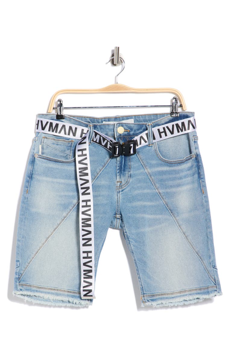 Mero Slim Raw Hem Cutoff Denim Shorts, Alternate, color, ACID