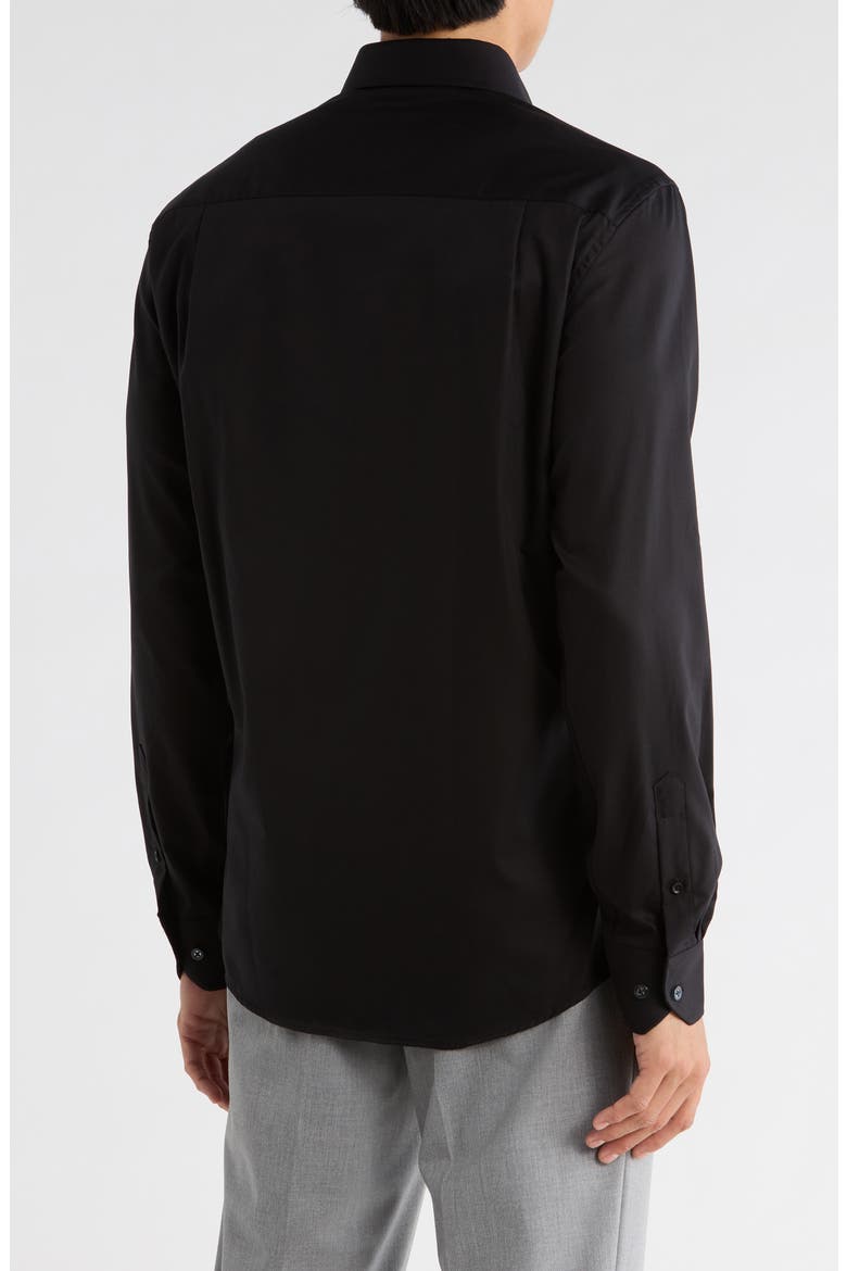 Solid Slim Fit Dress Shirt, Alternate, color, BLACK