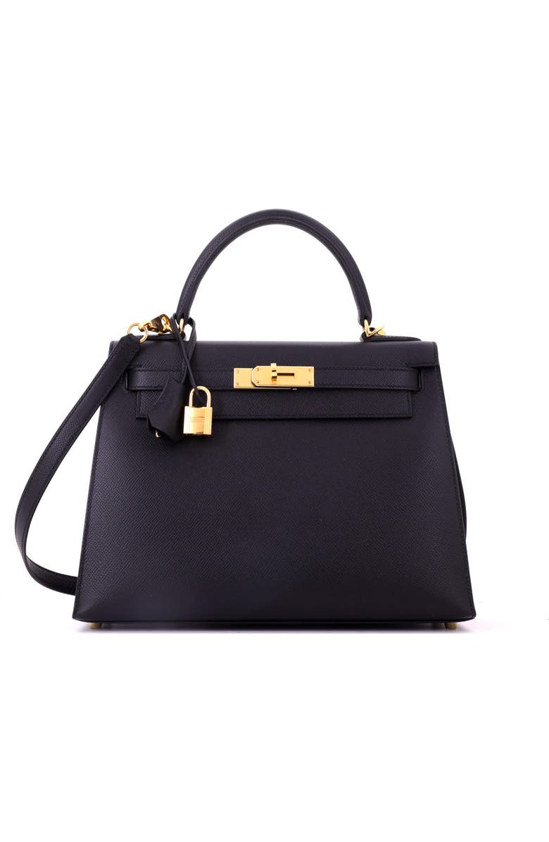 Pre-Owned Hermes Kelly Handbag Black Epsom with Gold Hardware 28, Main, color, Noir