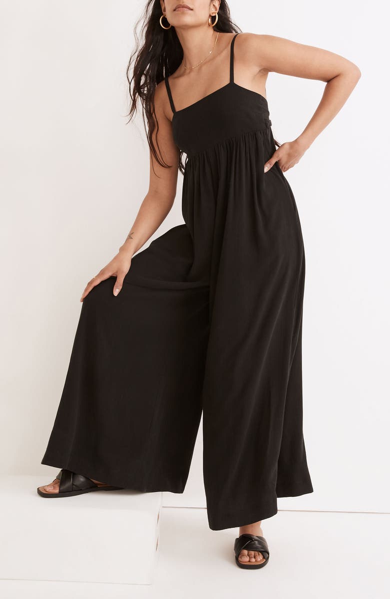 Madewell Tie-Back Wide-Leg Jumpsuit, Alternate, color, 