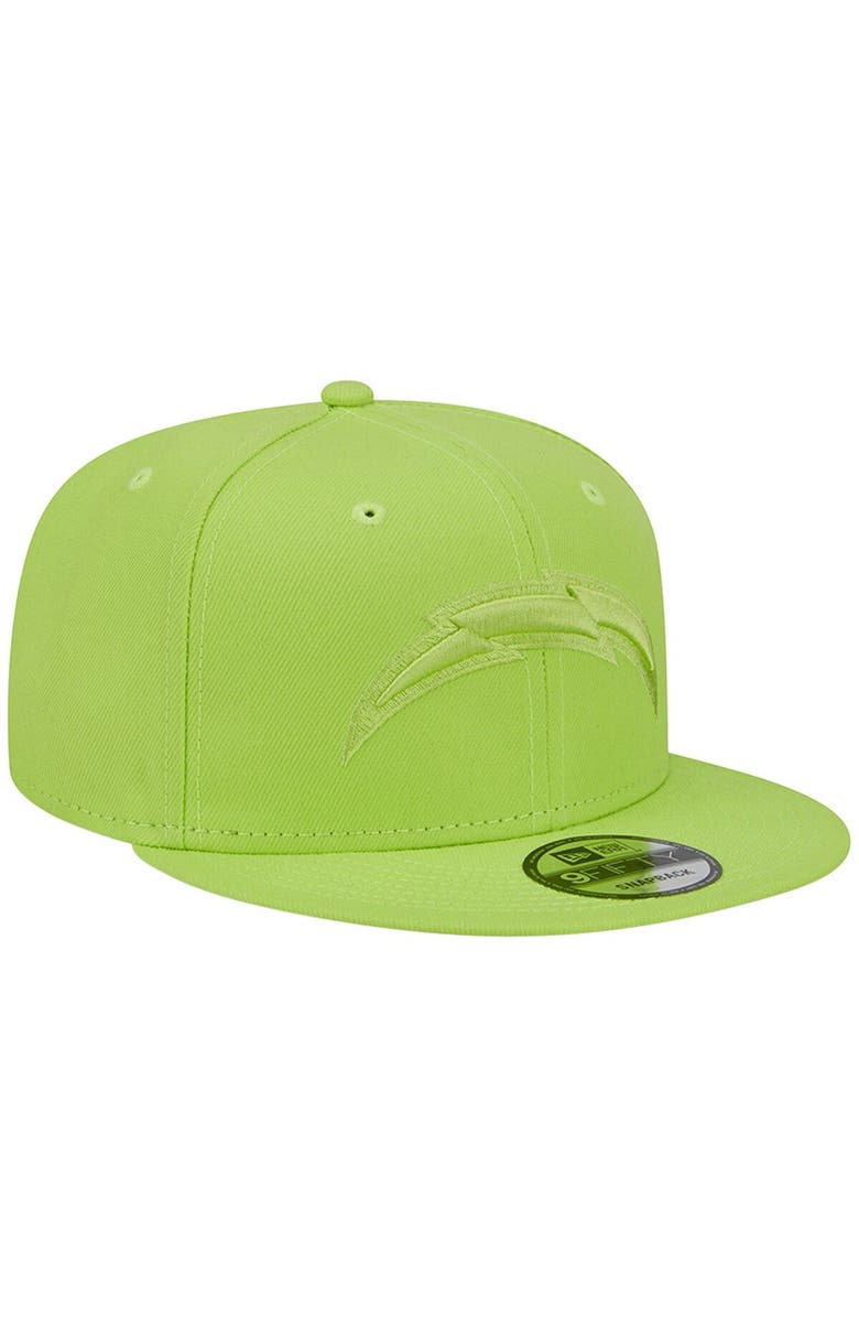 New Era Men's New Era Neon Green Los Angeles Chargers Color Pack Brights 9FIFTY Snapback Hat, Alternate, color,