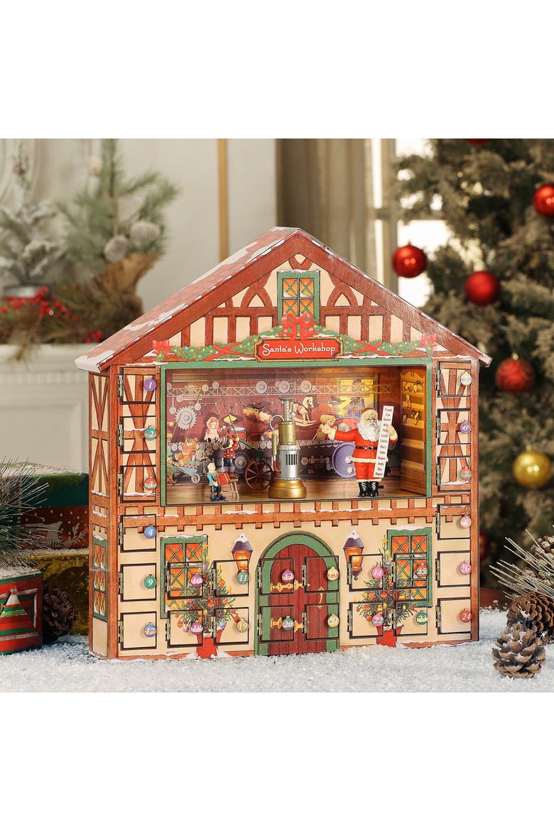16 in. Animated Santa's Workshop Advent Calendar, Alternate, color, Multicolor