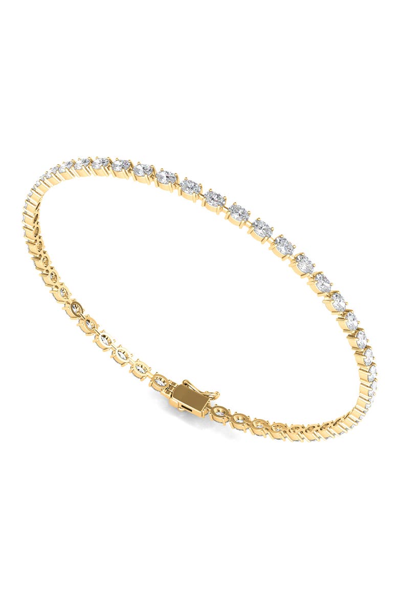 Oval Cut Lab Created Diamond Tennis Bracelet, Alternate, color, 6.20 CTW YELLOW GOLD