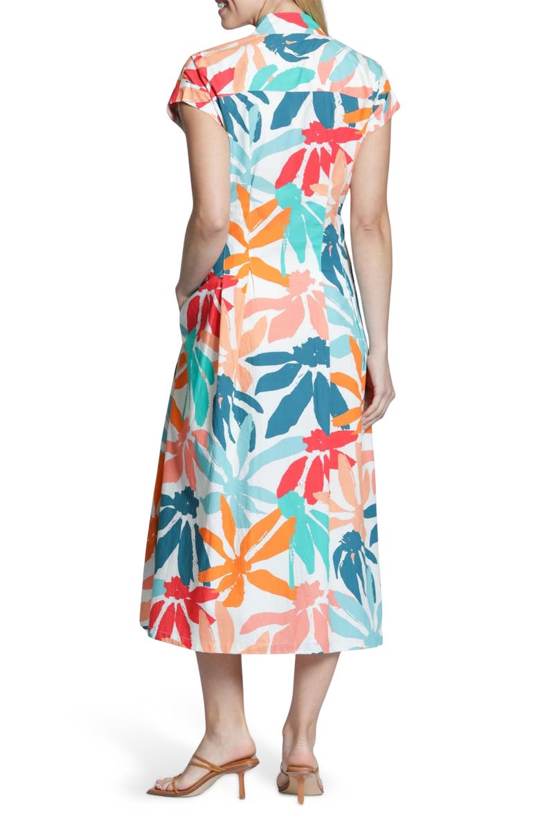 APNY Floral Tie Front Cotton Dress, Alternate, color, Hot Coral Multi