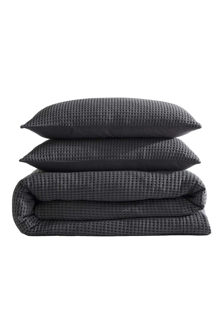 Solid Waffle Duvet & Sham Set, Main, color, MEDIUM / DARK GREY
