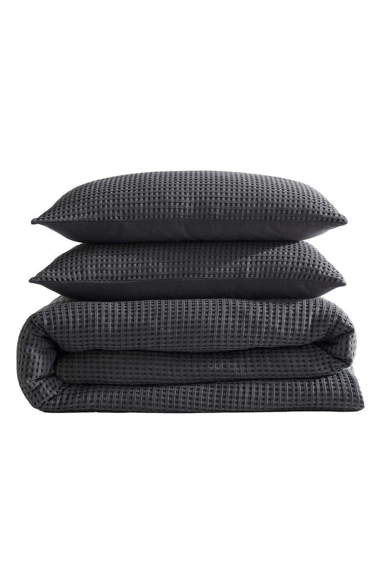 Kenneth Cole New York Solid Waffle Duvet & Sham Set, Main, color, Medium / Dark Grey