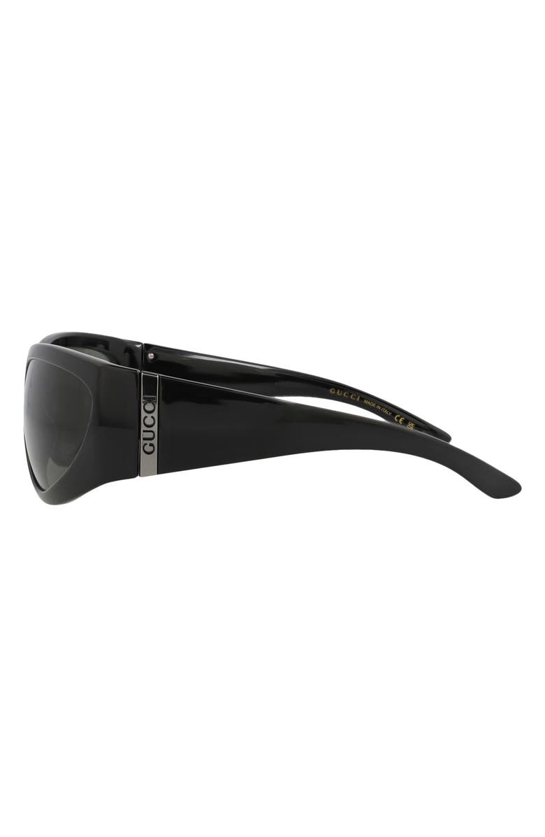 Gucci 63mm Wrap Sunglasses, Alternate, color, Black Black Grey
