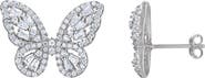 FZN Sterling Silver & Cubic Zirconia Butterfly Stud Earrings
