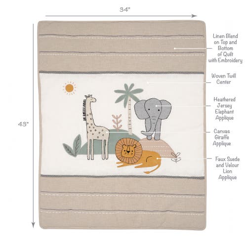 Lambs & Ivy Jungle Adventure Linen/cotton 3-piece Nursery Baby Crib Bedding Set In Neutral