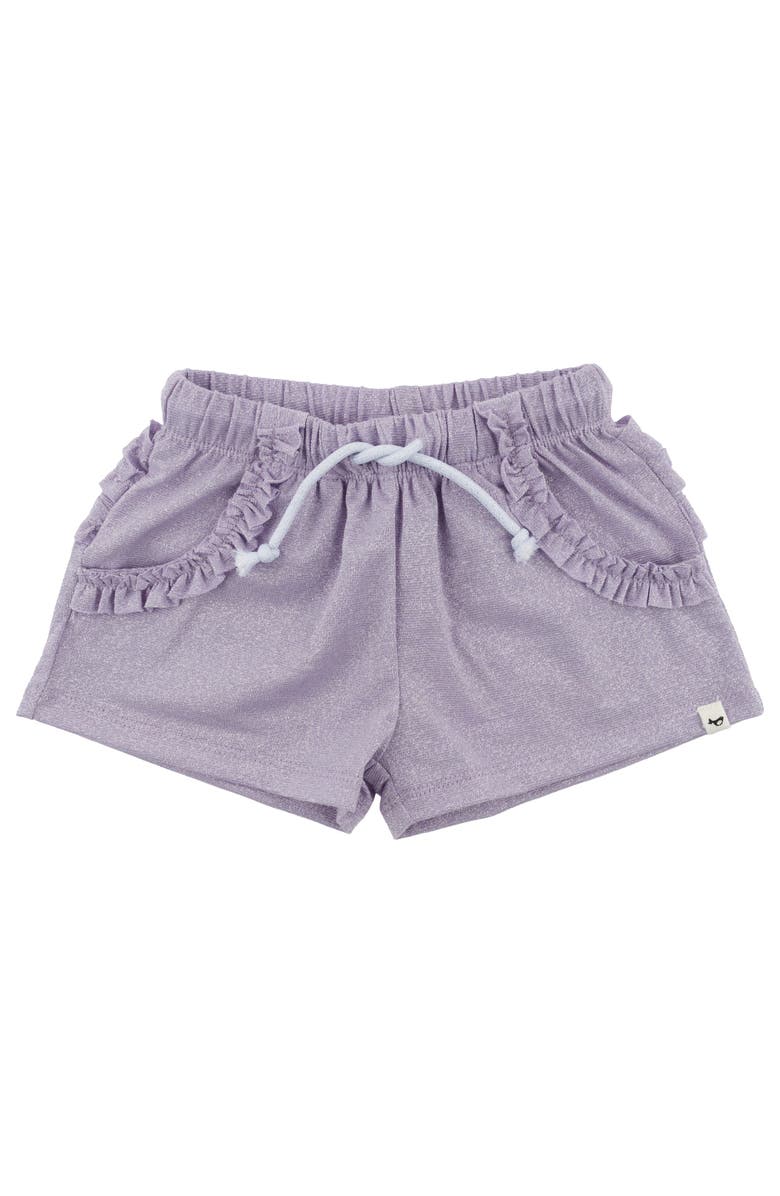 oh baby! Lottie Sparkle Ruffle Pocket Ruffle-Back Shorts, Main, color, Lavender