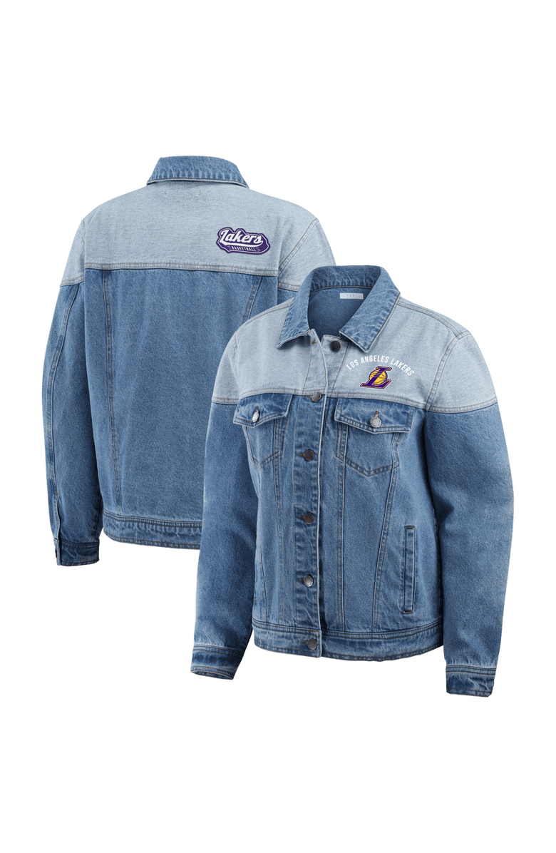 WEAR by Erin Andrews Women's WEAR by Erin Andrews Blue Los Angeles Lakers Full-Button Denim Jacket, Main, color, Blue