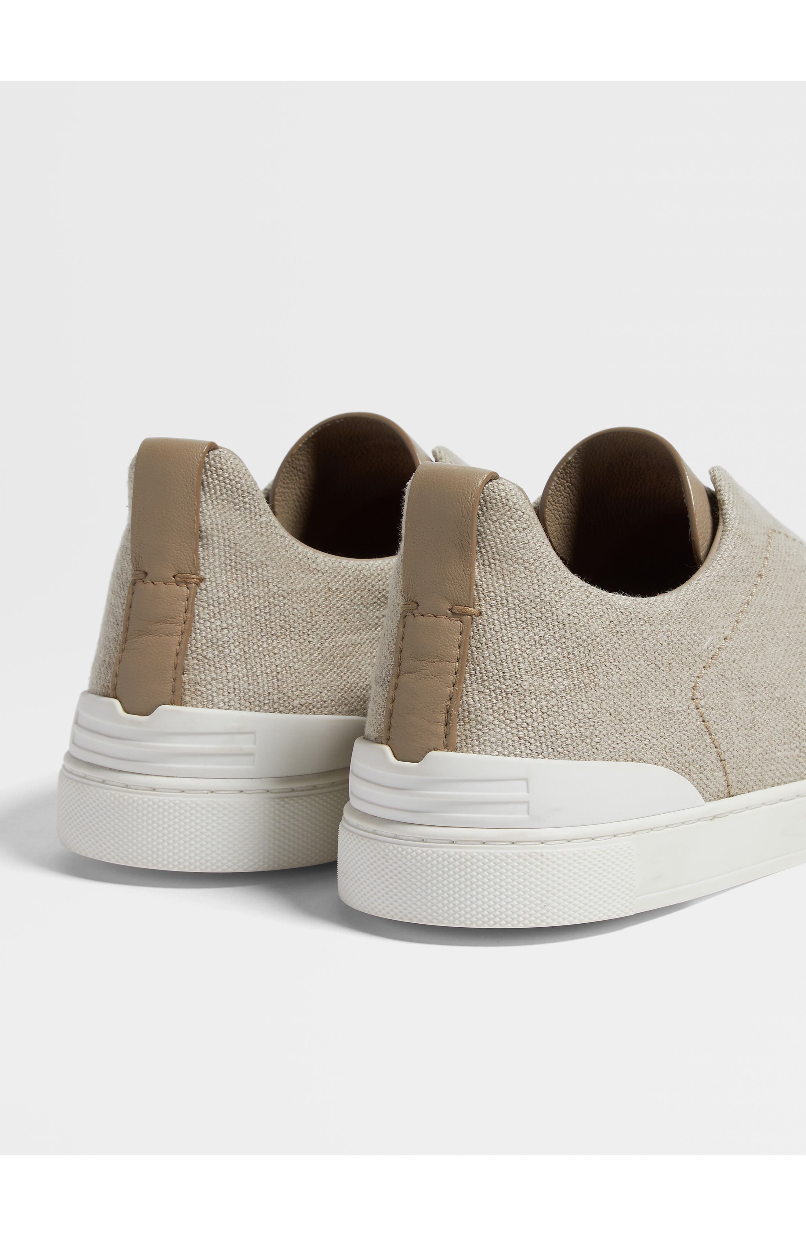ZEGNA Cotton, Linen & Leather Triple Stitch<sup>™</sup> Sneaker, Alternate, color, Light Beige