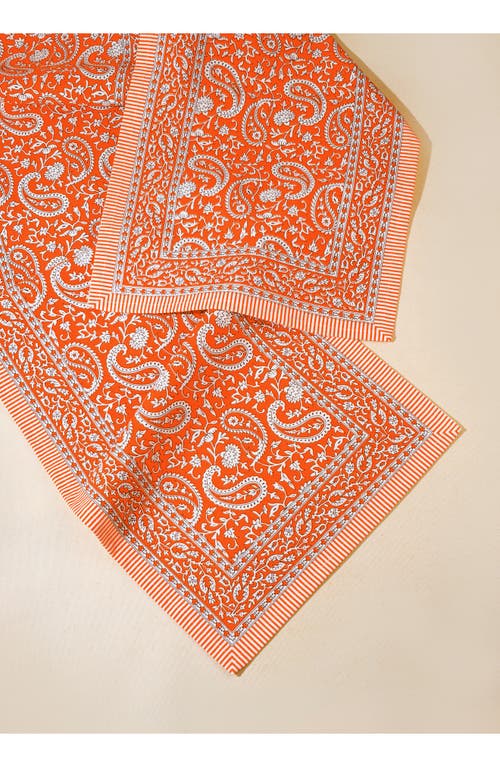 Tiramisu Print Cotton Table Runner In Orange