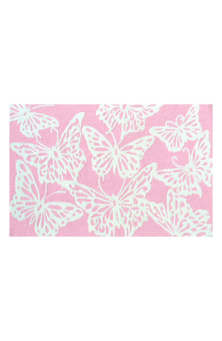 R16 HOME Butterfly Pink Doormat, Main, color, Pink/ White