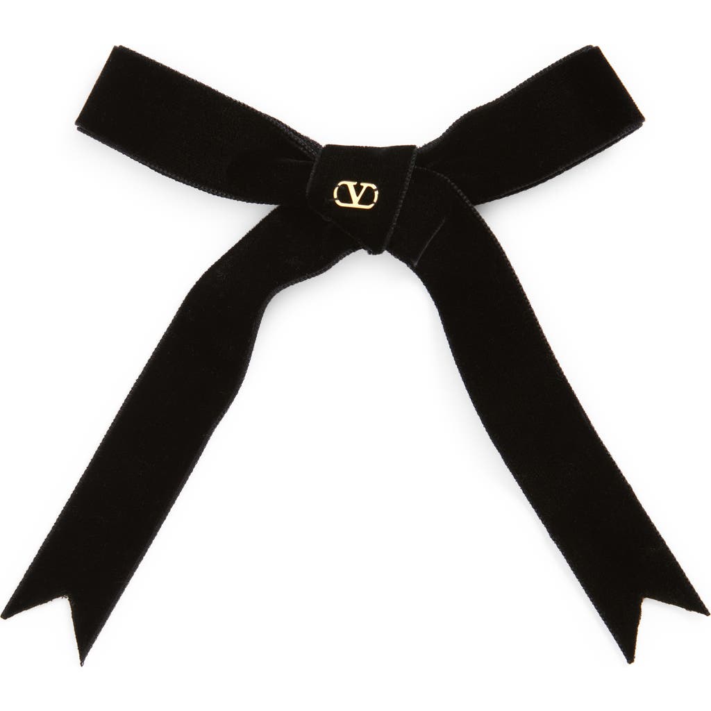 Valentino Woman Black Hair Accessories In N06 Nero/oro