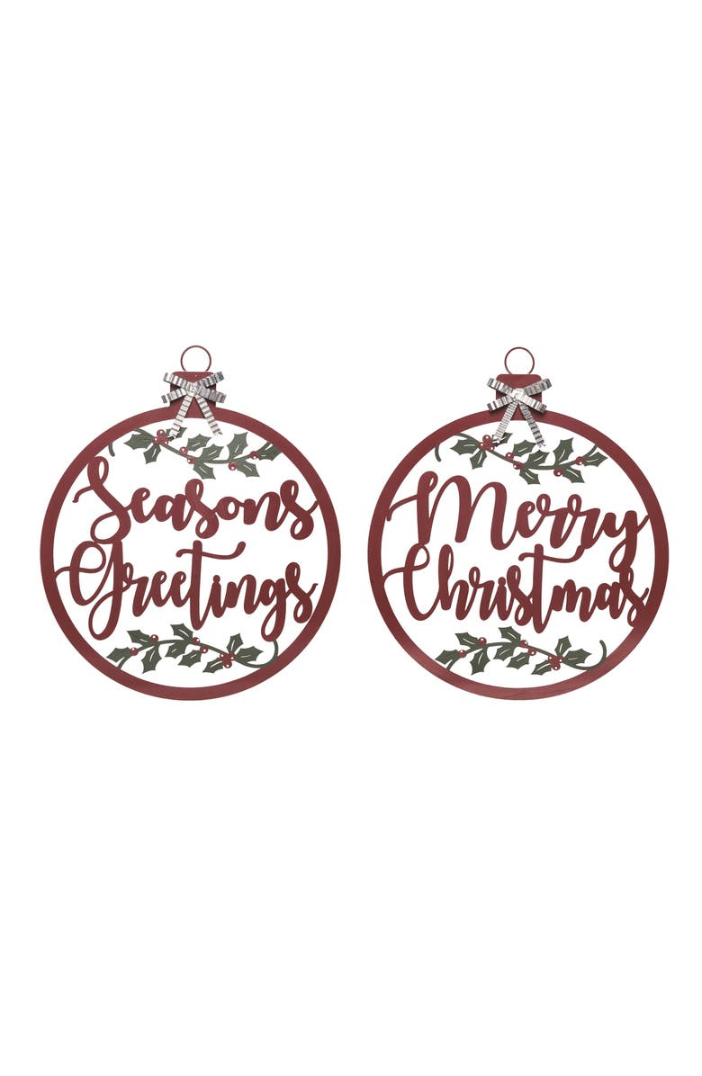 Transpac Metal Ornament Decor Set of Two Christmas Decorations, Main, color, 