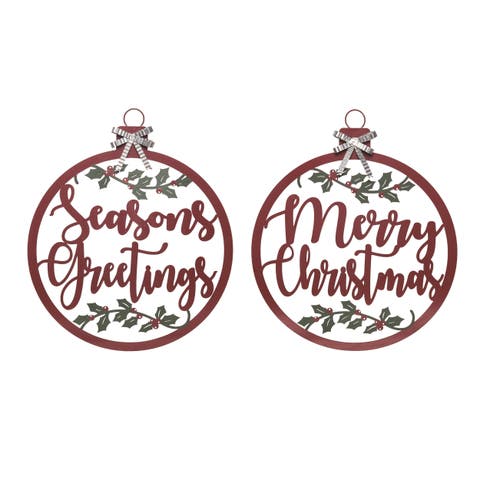 Metal Ornament Decor Set of Two Christmas Decorations