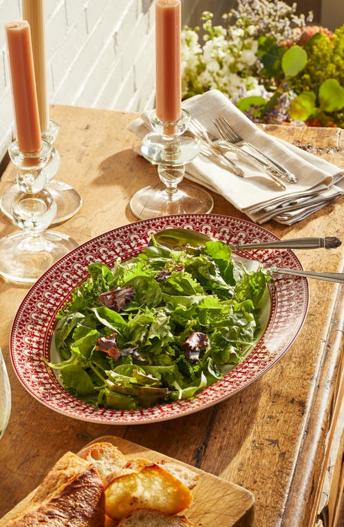 Caskata Casablanca Crimson Rimmed Oval Platter In Red