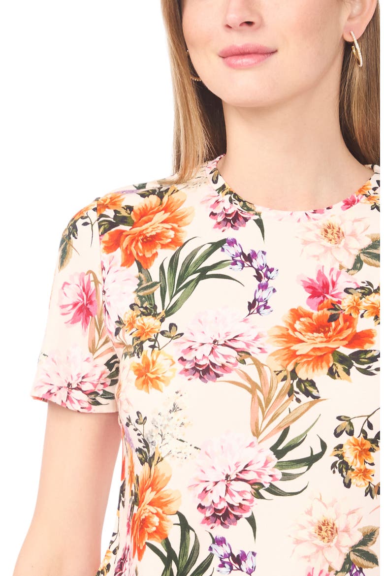Floral Print T-Shirt, Alternate, color, PEARL