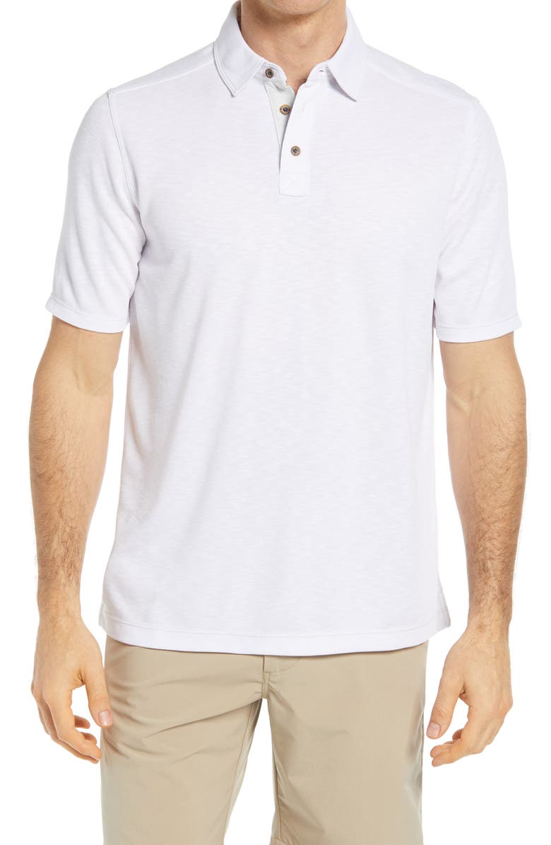 Johnston & Murphy Slub Men's Polo, Main, color, White