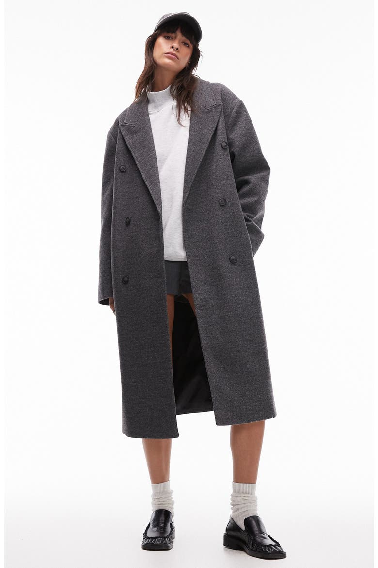 Oversize Double Breasted Coat, Main, color, GREY