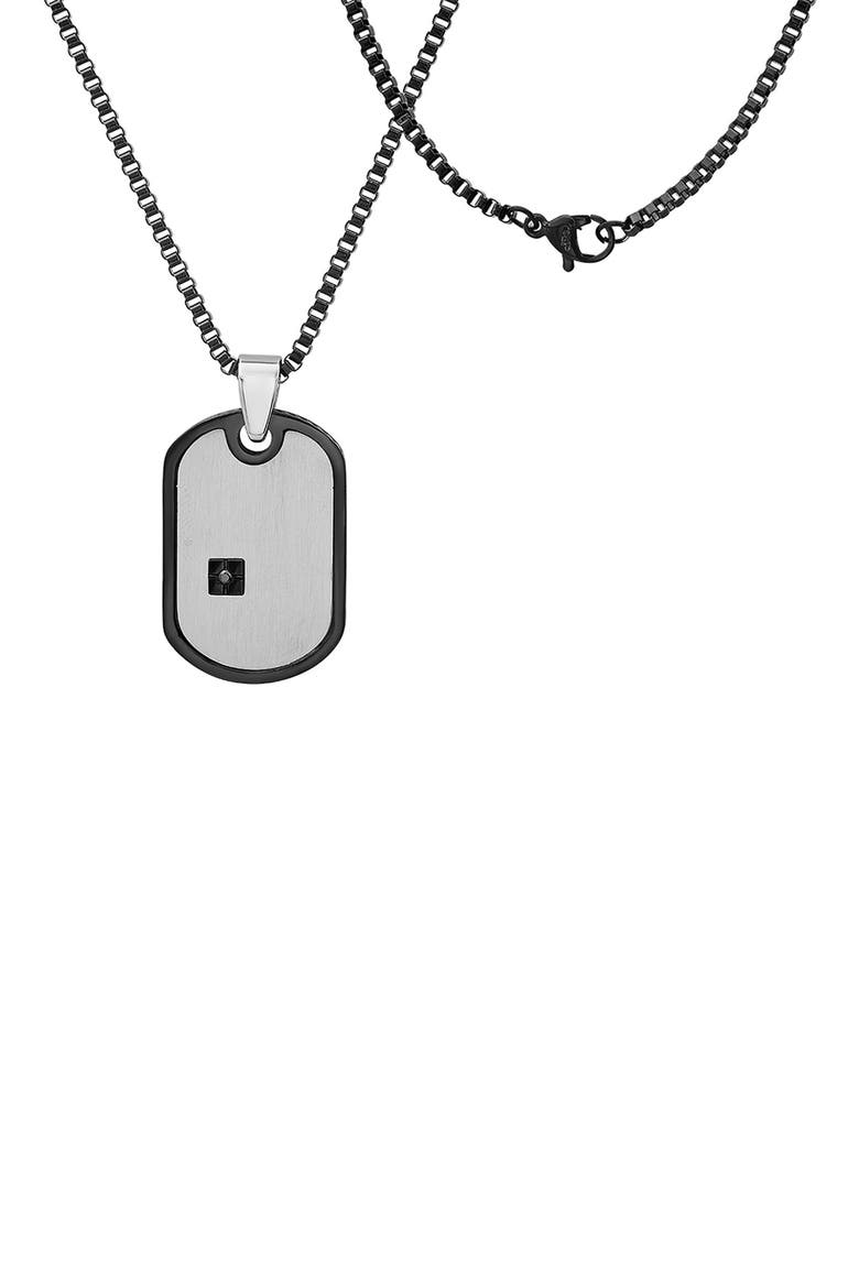 Men's Crystal Dog Tag Necklace, Main, color, SILVER/ BLACK