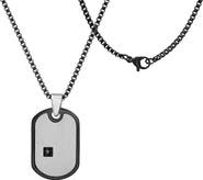 HMY JEWELRY Men's Crystal Dog Tag Necklace