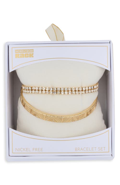 Nordstrom Rack Set Of 2 Cubic Zirconia Tennis Bracelets In Gold