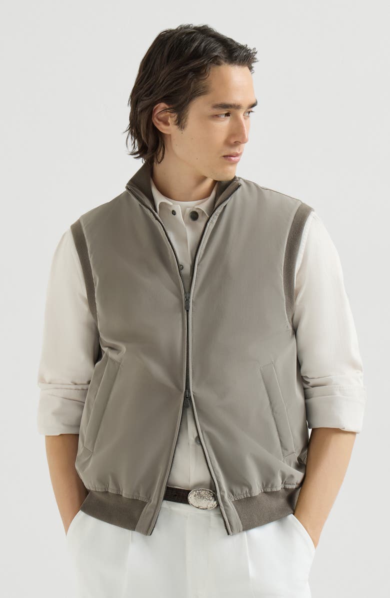 Brunello Cucinelli Bonded nylon vest with Thermore<sup>®</sup> padding, Main, color, Military