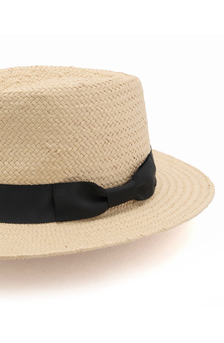 MANGO Woven Straw Fedora, Alternate, color, Beige