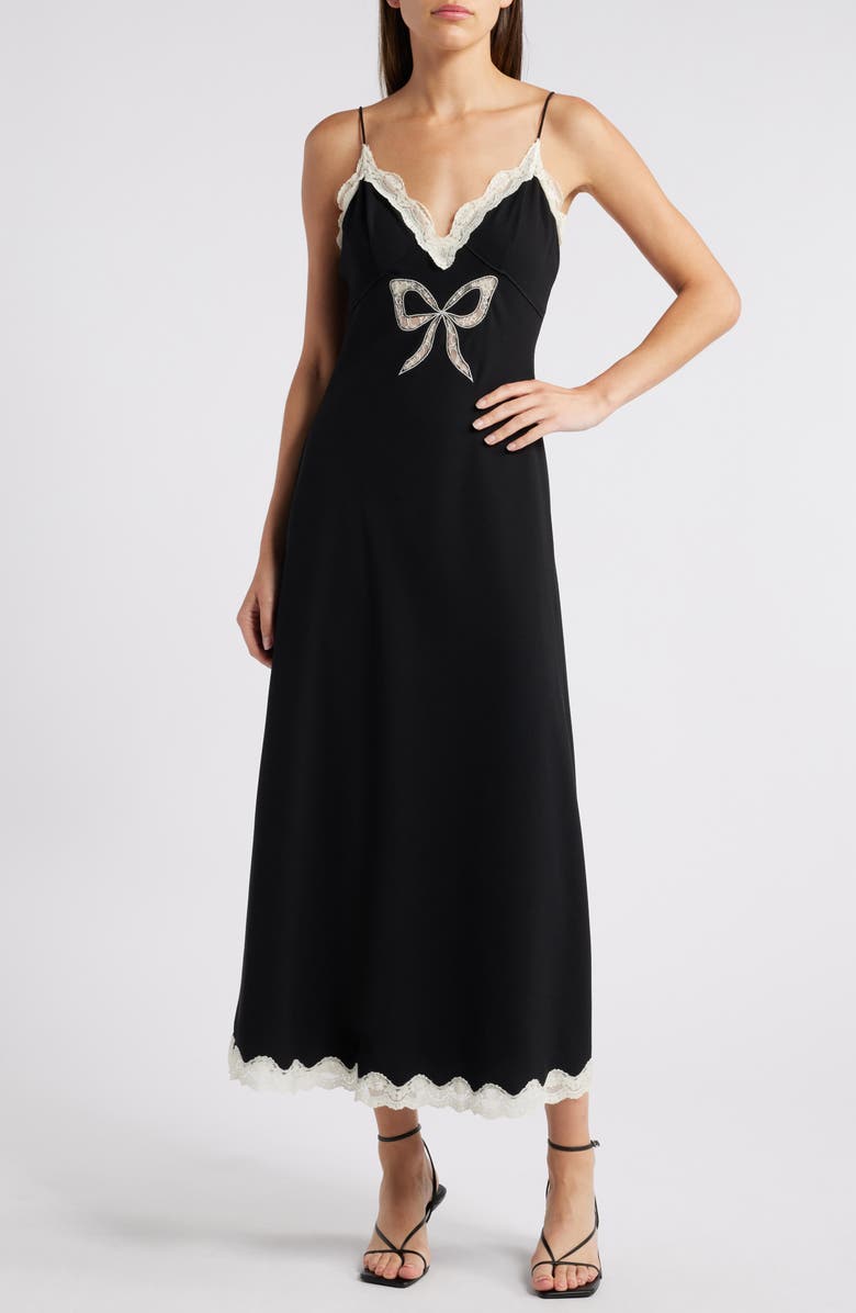 LoveShackFancy Manuela Lace Trim Maxi Slipdress, Main, color,