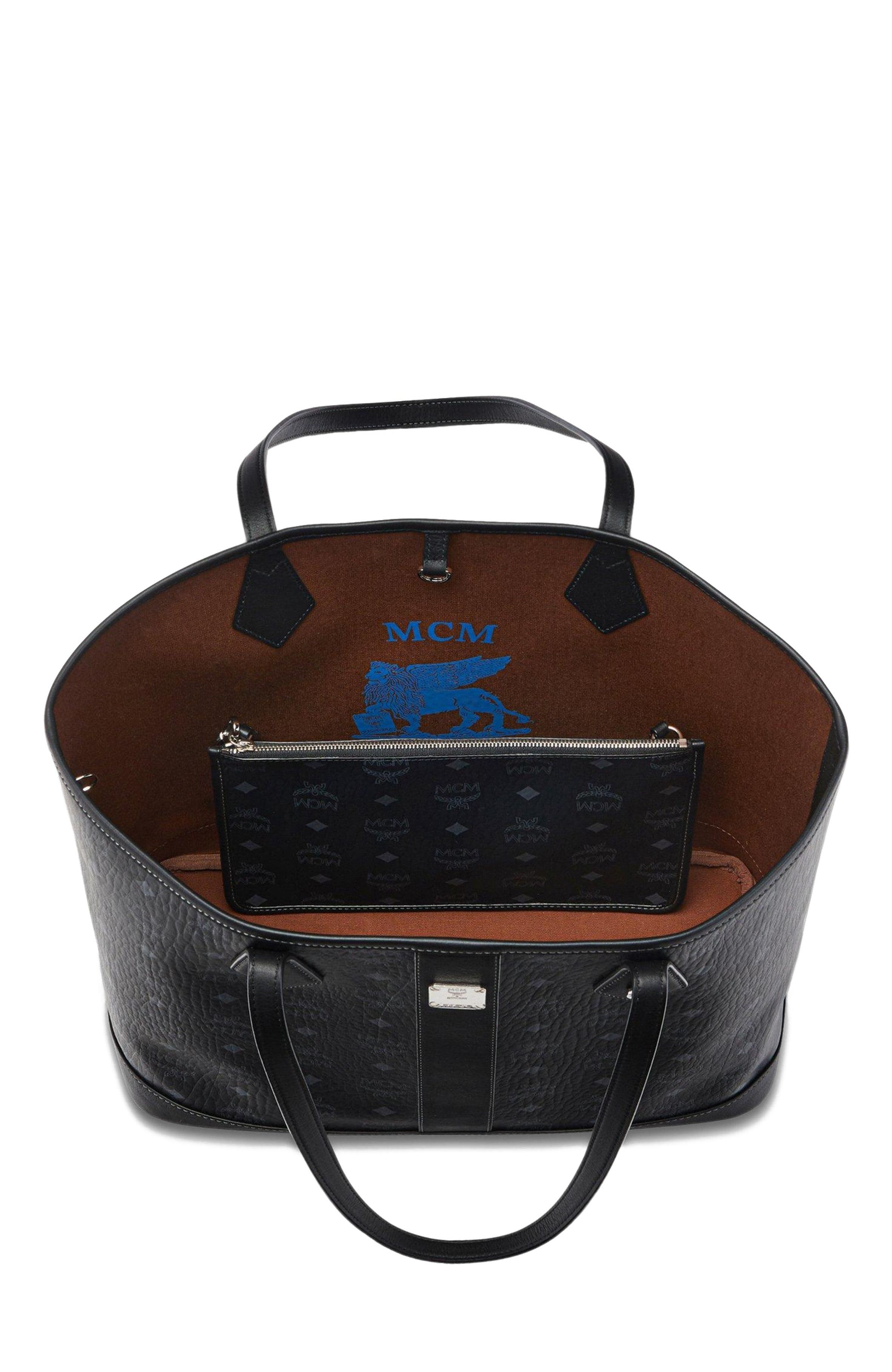 MCM New Medium Liz Shopper in Visetos, Alternate, color, Black