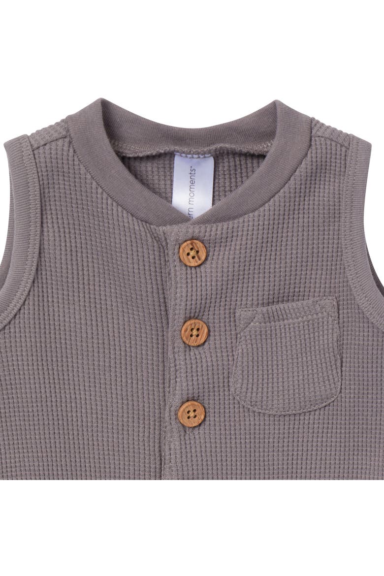Baby Boys Medium Grey Sleeveless Romper, Alternate, color, Grey