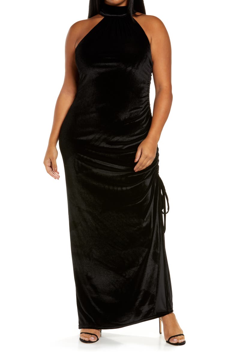 Disco Dreams Halter Dress, Main, color, BLACK