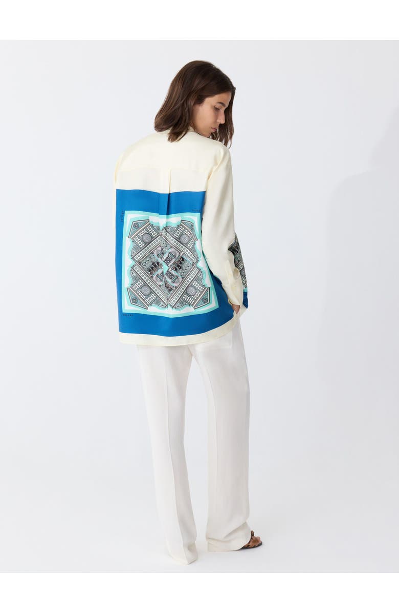 Callas Milano LYN Scarf Print Shirt, Alternate, color, Turquoise / Ivory