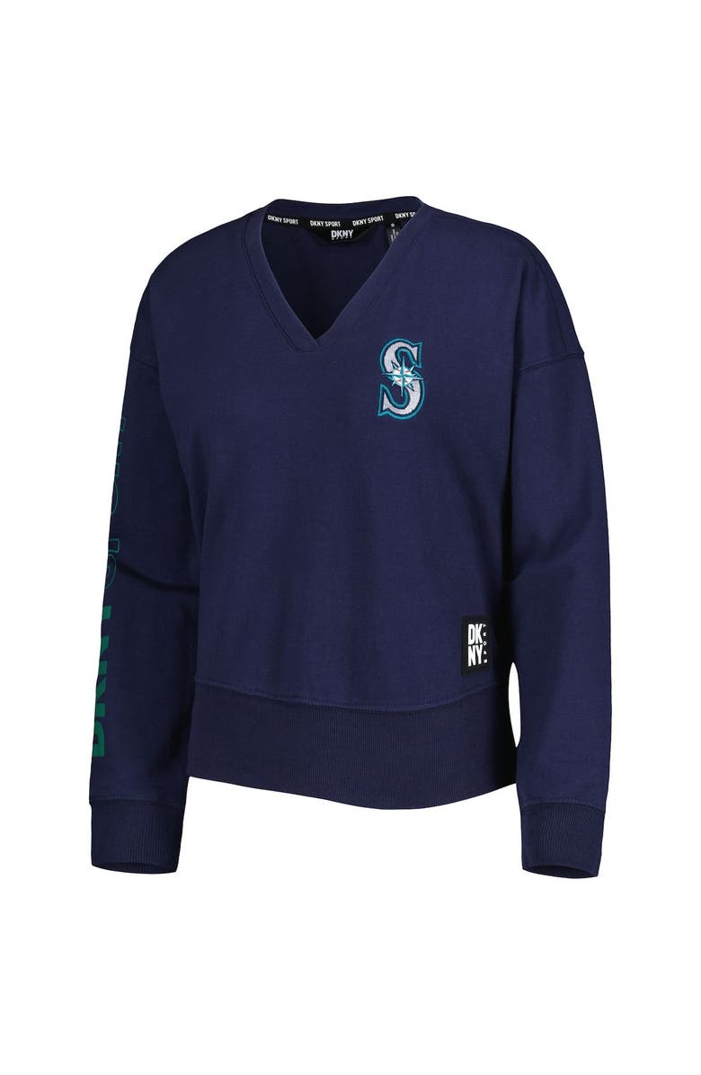 DKNY SPORT Women's DKNY Sport Navy Seattle Mariners Lily V-Neck Pullover Sweatshirt, Alternate, color, 