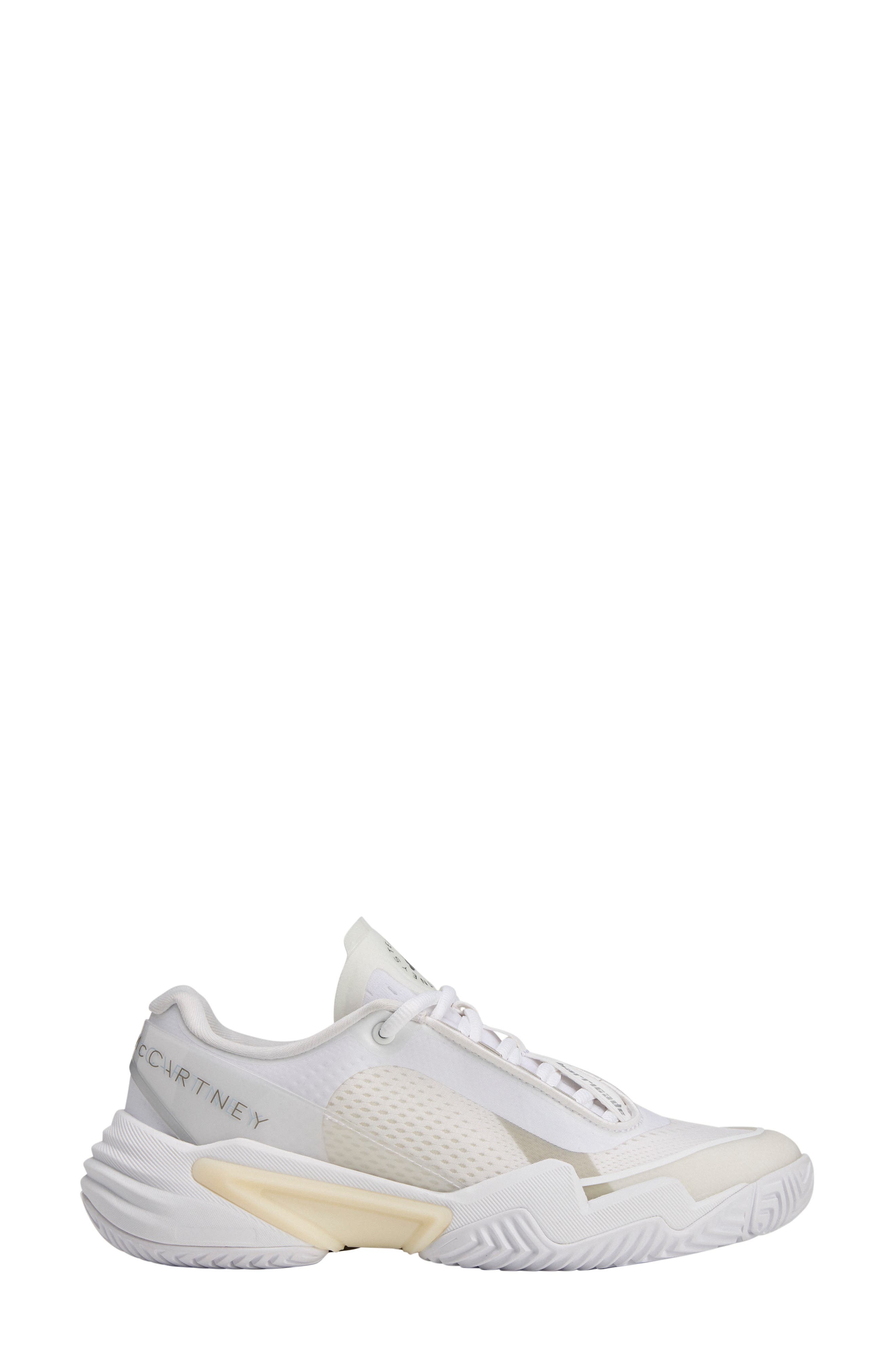 adidas by Stella McCartney Barricade Tennis Sneaker, Alternate, color, White/ Almond Milk/ Grey