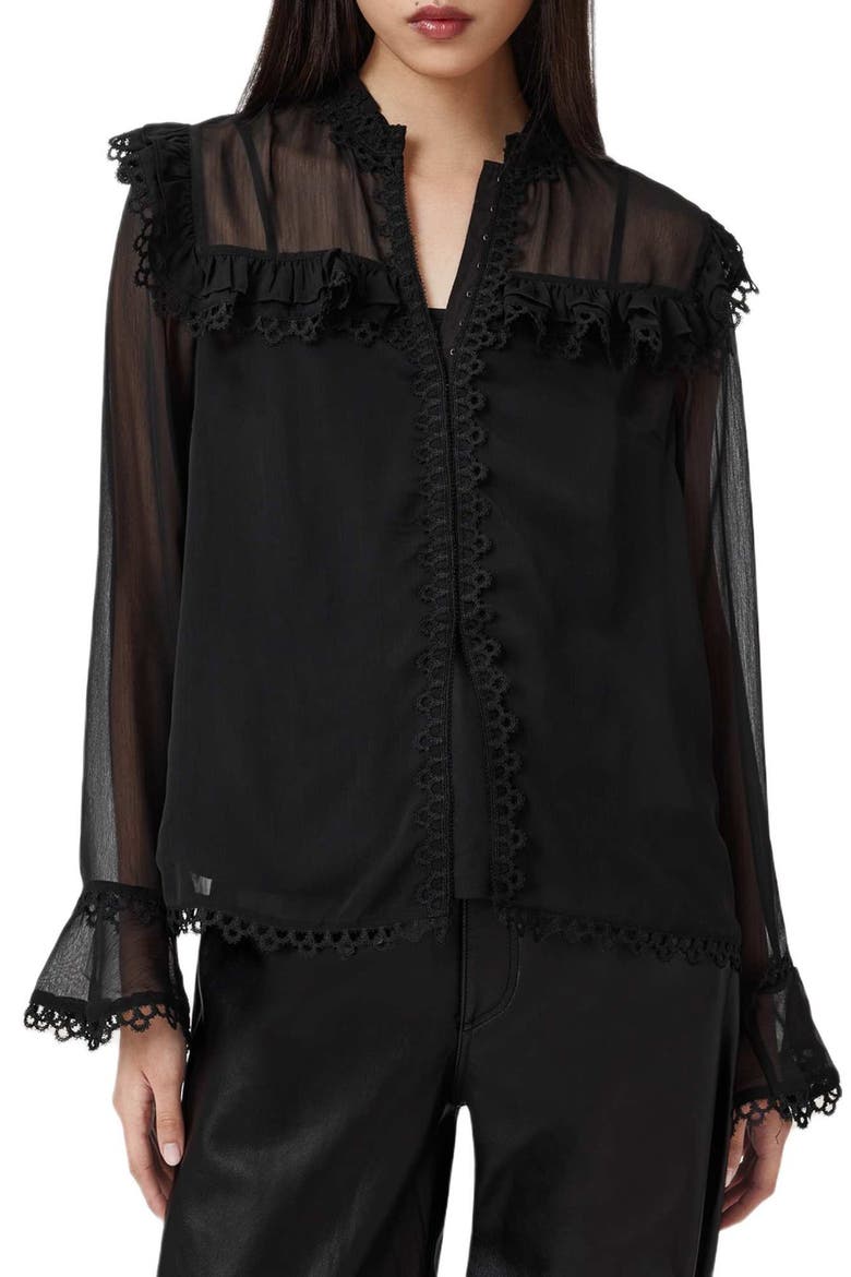 Ciara Ruffle Shirt, Main, color, BLACK
