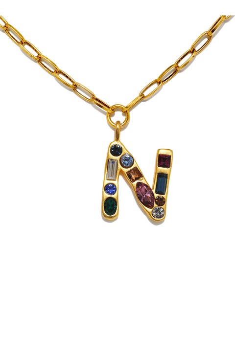 Emilie Crystal Initial Pendant Necklace