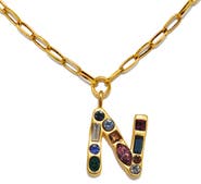 Sequin Emilie Crystal Initial Pendant Necklace