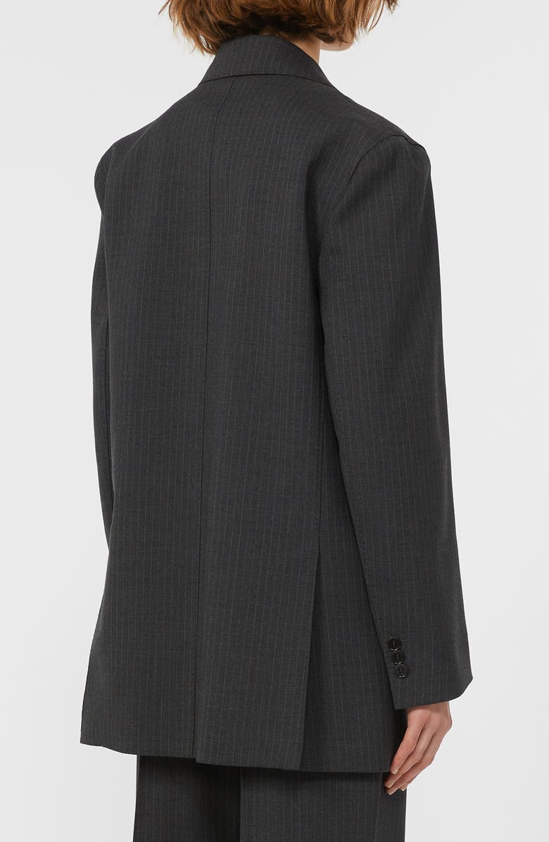 Weekend Max Mara Edmea Pinstripe Virgin Wool Blazer, Alternate, color, Dark Grey