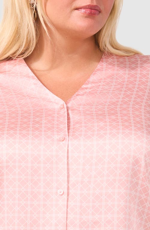Halogen ® Collarless Satin Button-up Shirt In Bridal Rose