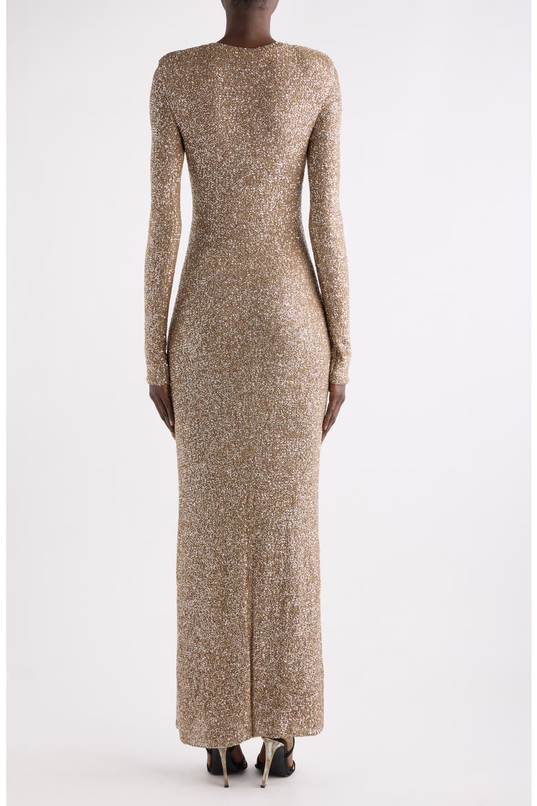 Long Sleeve Maxi Gown, Alternate, color, MARRON/ ARGENT