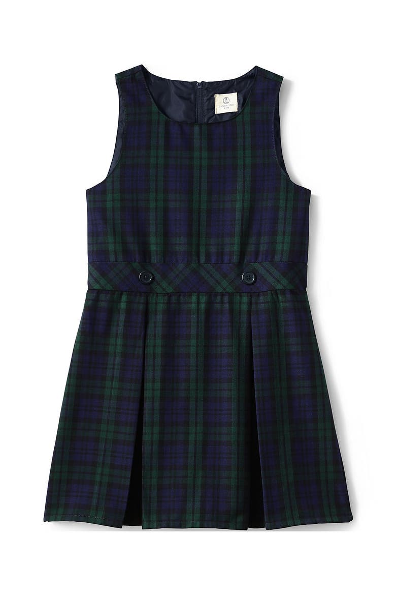Girls Plus Top of Knee Plaid Jumper, Alternate, color, Classic Navy/Evergreen Plaid