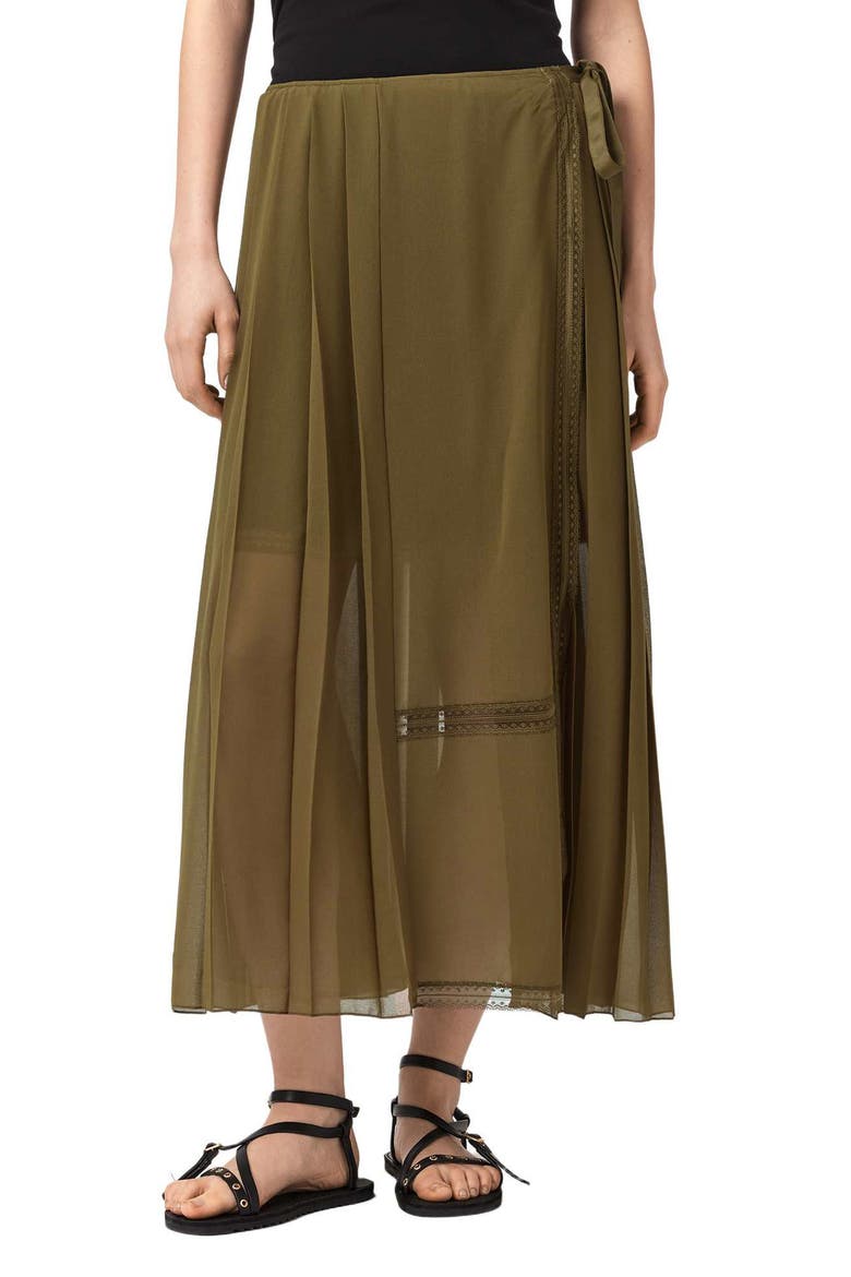 Clover Wrap Skirt, Main, color, KHAKI GREEN