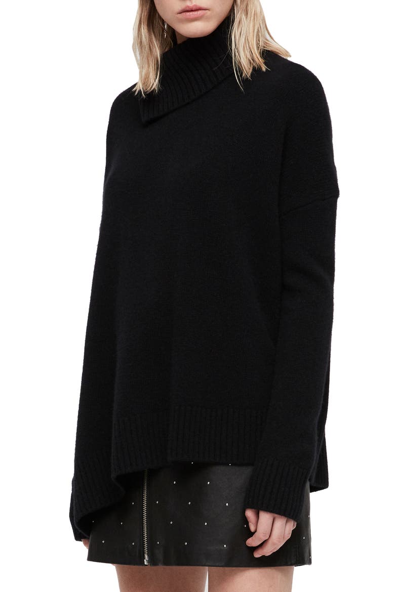 Witby Roll Neck Cashmere Sweater, Alternate, color, BLACK