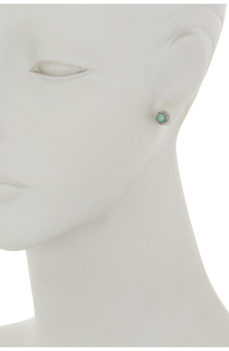 ADORNIA FINE Sterling Silver Echo Light Emerald & Diamond Halo Stud Earrings - 0.38 ctw, Alternate, color,