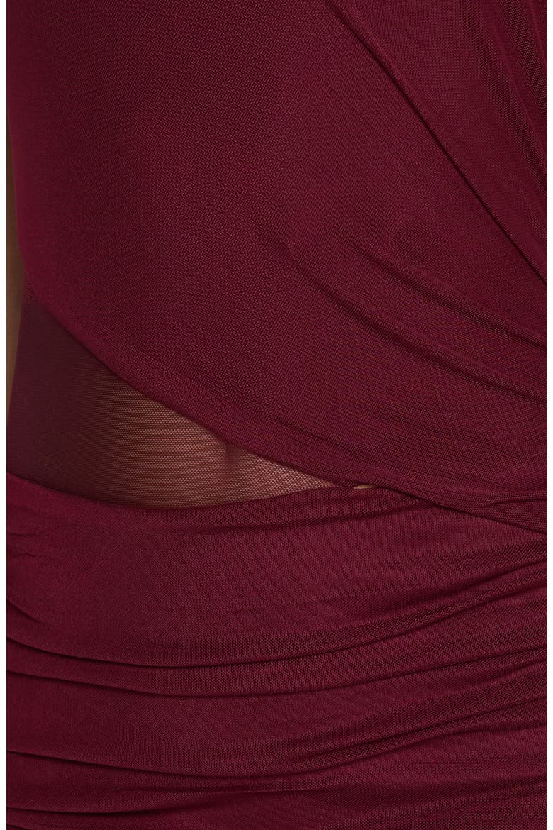 Desta Halter Sheer Maxi Dress, Alternate, color, BURGUNDY