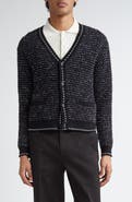 Thom Browne Eyelash Tweed Jacquard Knit Cardigan